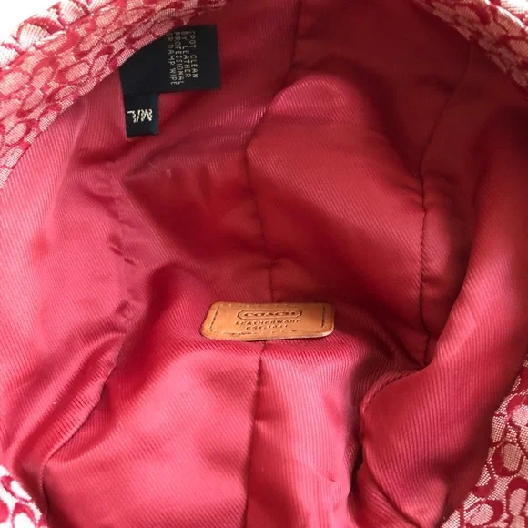 📌SOLD  Red Pink Monogram Leatherware Baseball Cap Sz M/L - Picture 4 of 5